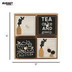 Wooden 4-Drawer Tea-Themed Mini Rack