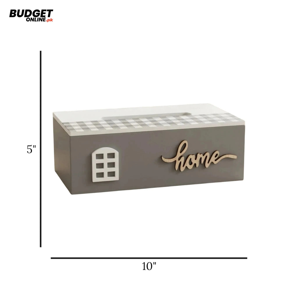 Grey Wooden Tissue Box Cover