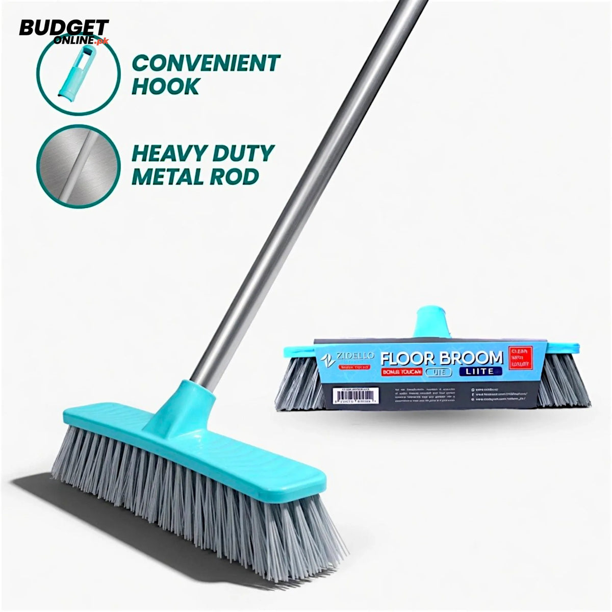 Zidello Floor Broom With Metal Rod